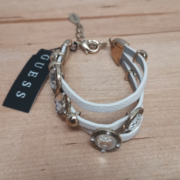 Guess white leather bracelet
